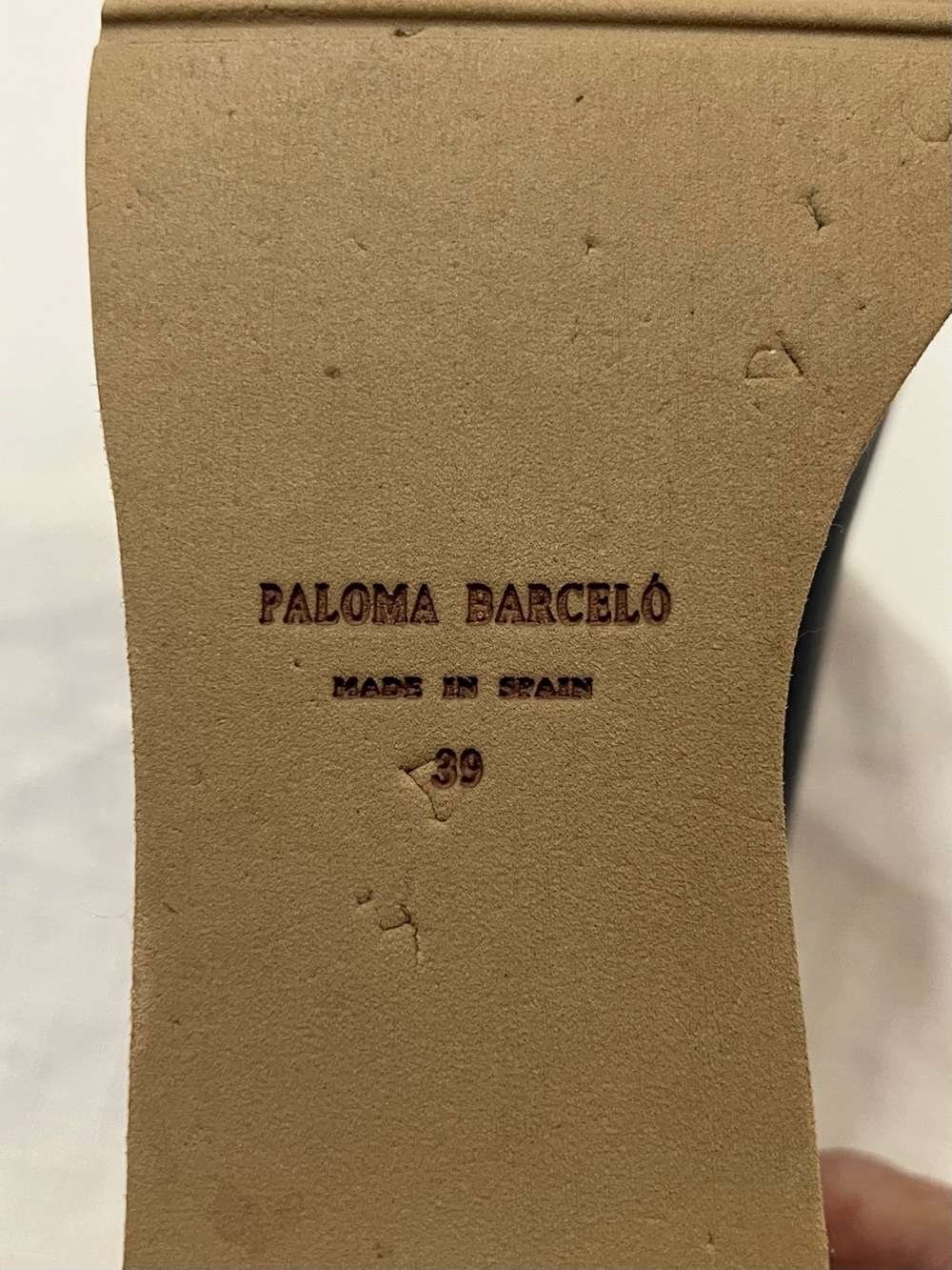 Paloma Barcelo Navy and Tan Striped Platform Slide Sandals - Picture 9 of 12